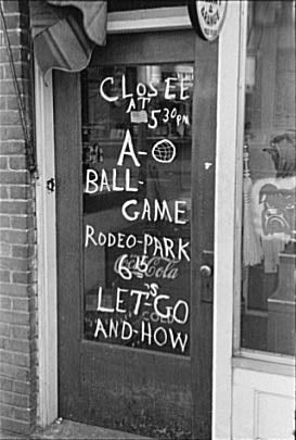 Door notice reads closed due to ball game