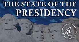 Mount Rushmore with Caption 'The State of the Presidency'
