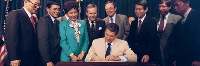 President Reagan signing bill