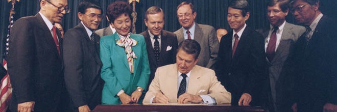 President Reagan signing Civil Liberties Act
