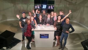 Boise State news crew poses on set