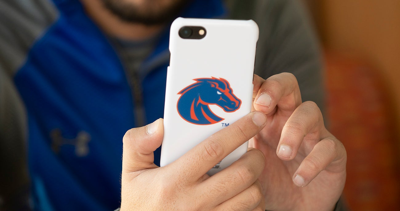 Boise State student using cell phone