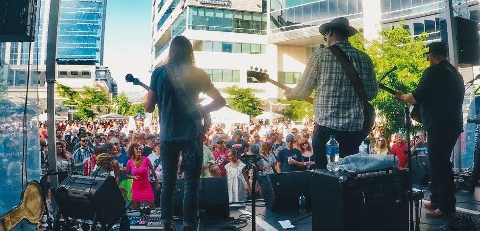 Band and crowd at event