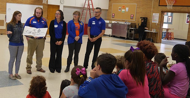 Boise State students present at an elementary school