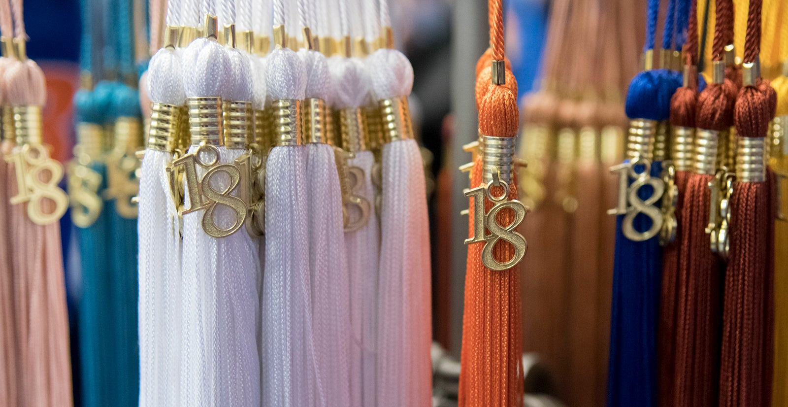 Class of '18 tassels on Commencement caps