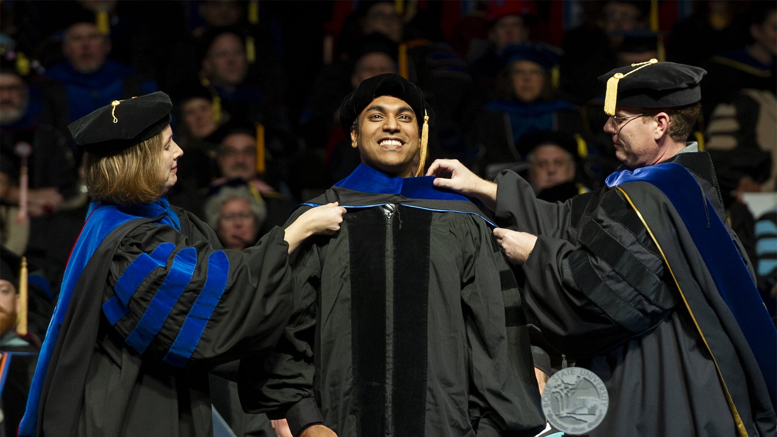 Doctoral hooding at commencement