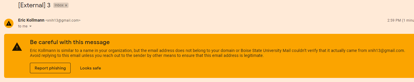 Example of Gmail warning message