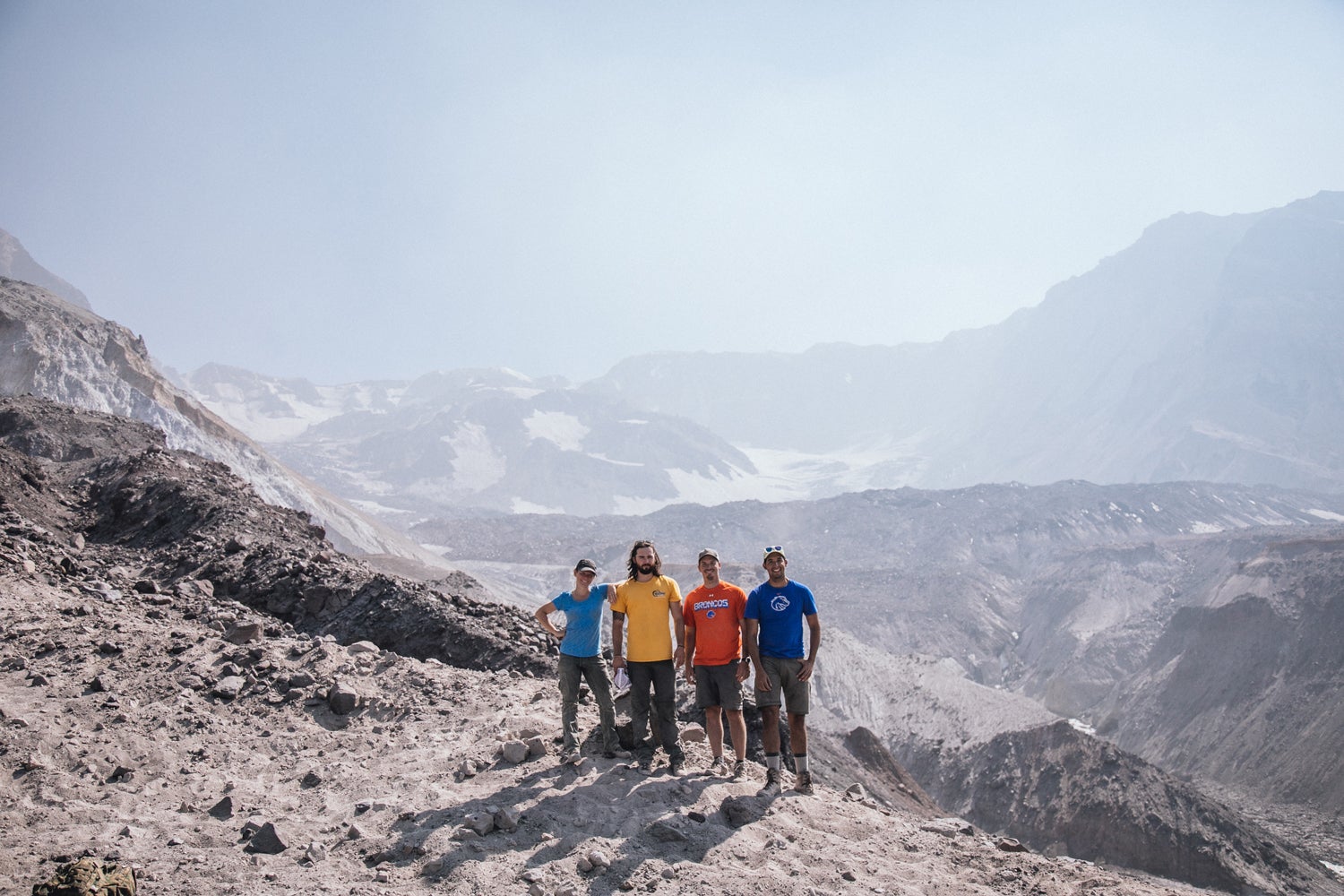 Photo of Brand and Students at Mt St Helens