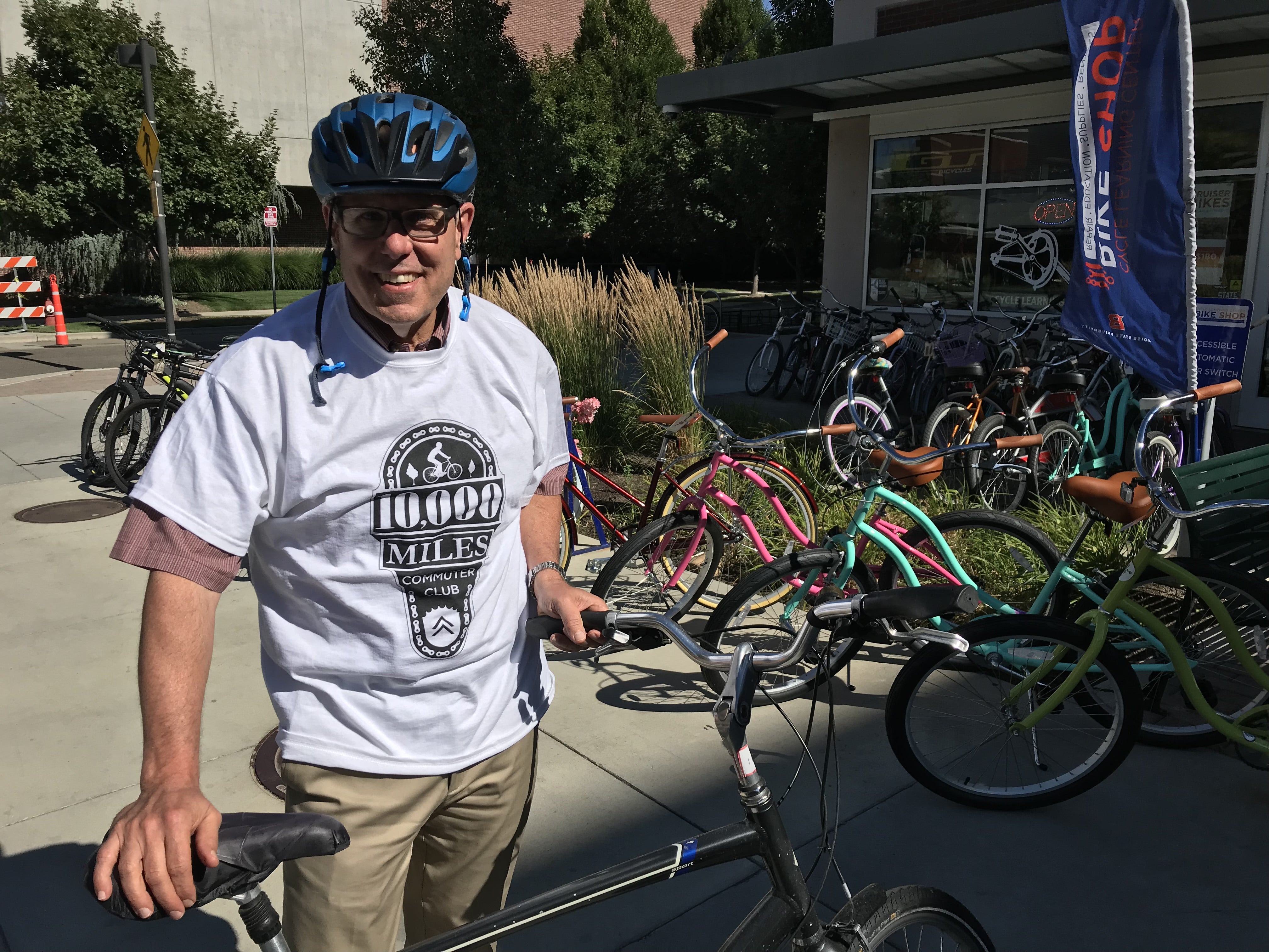 John Bieter poses with his bike