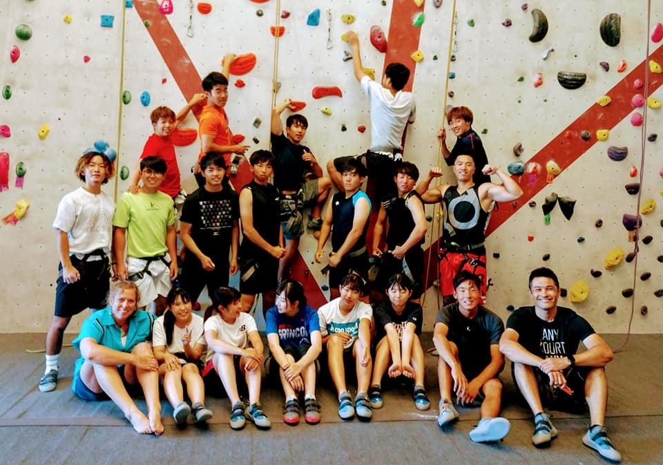 Students rock climb