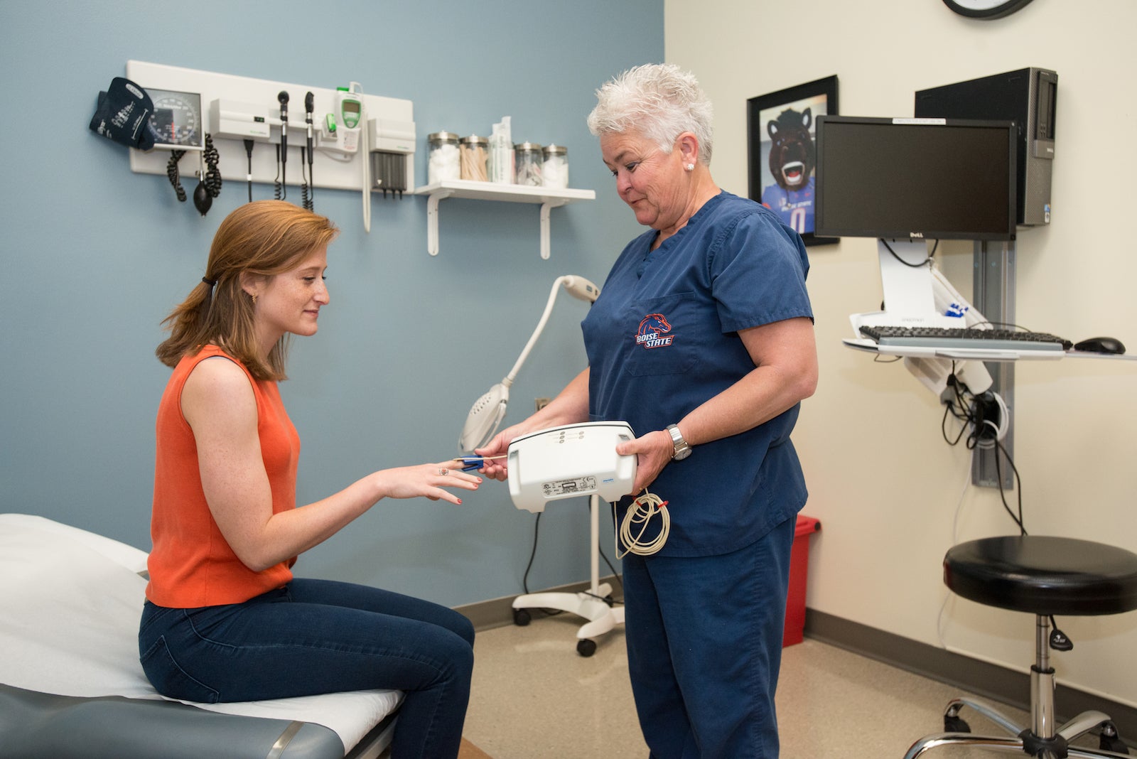 Student receiving care from a provider at Boise State Health Services