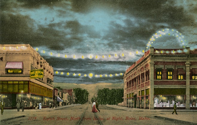 old postcard showing downtown Boise