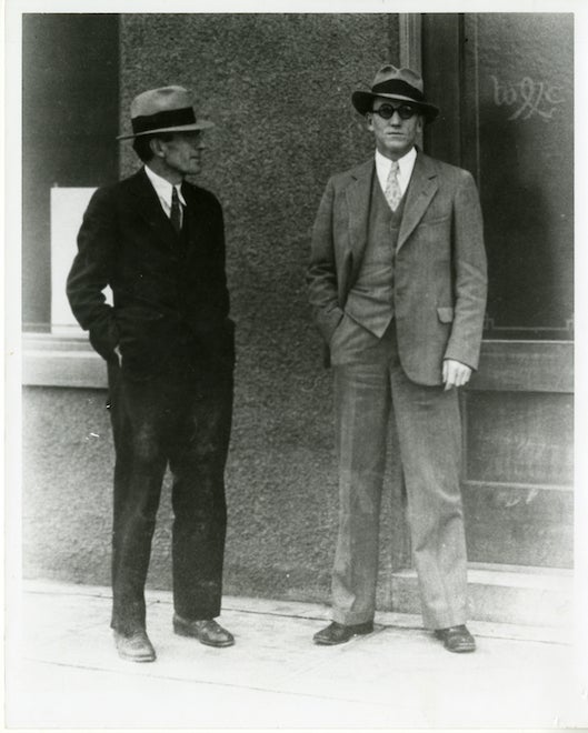 J.H. Gipson (left) and Vardis Fisher 
