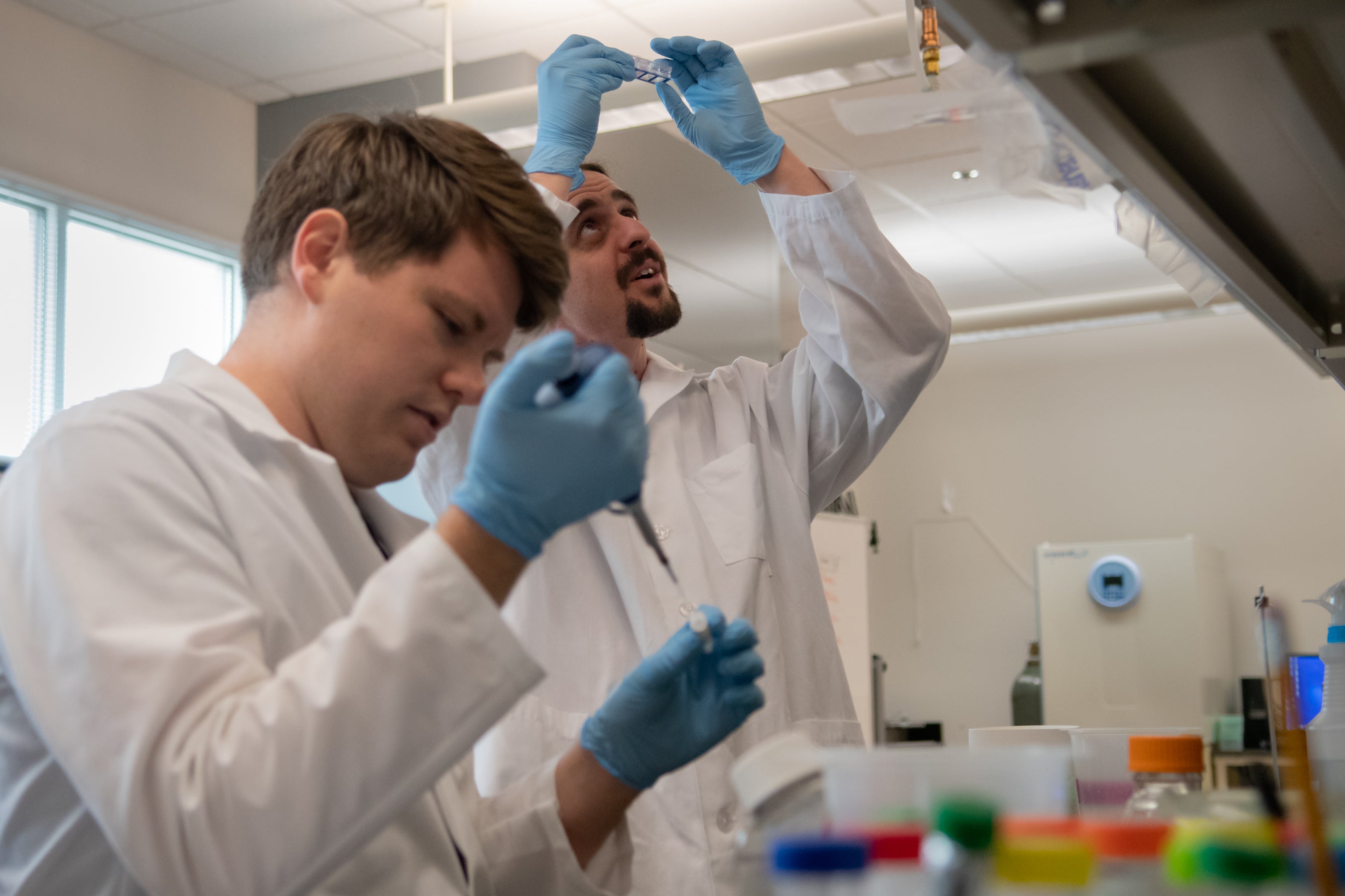 two men in lab