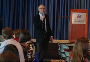 Gundy Kaupins talking to Boise State staff at Process Improvement Symposium