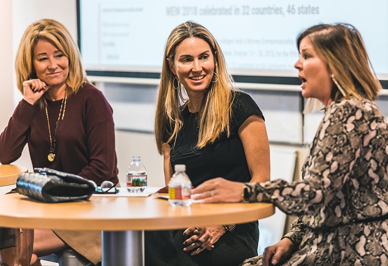 panelists Sylvia Hample, Liza Roeser, Danielle Day Huff