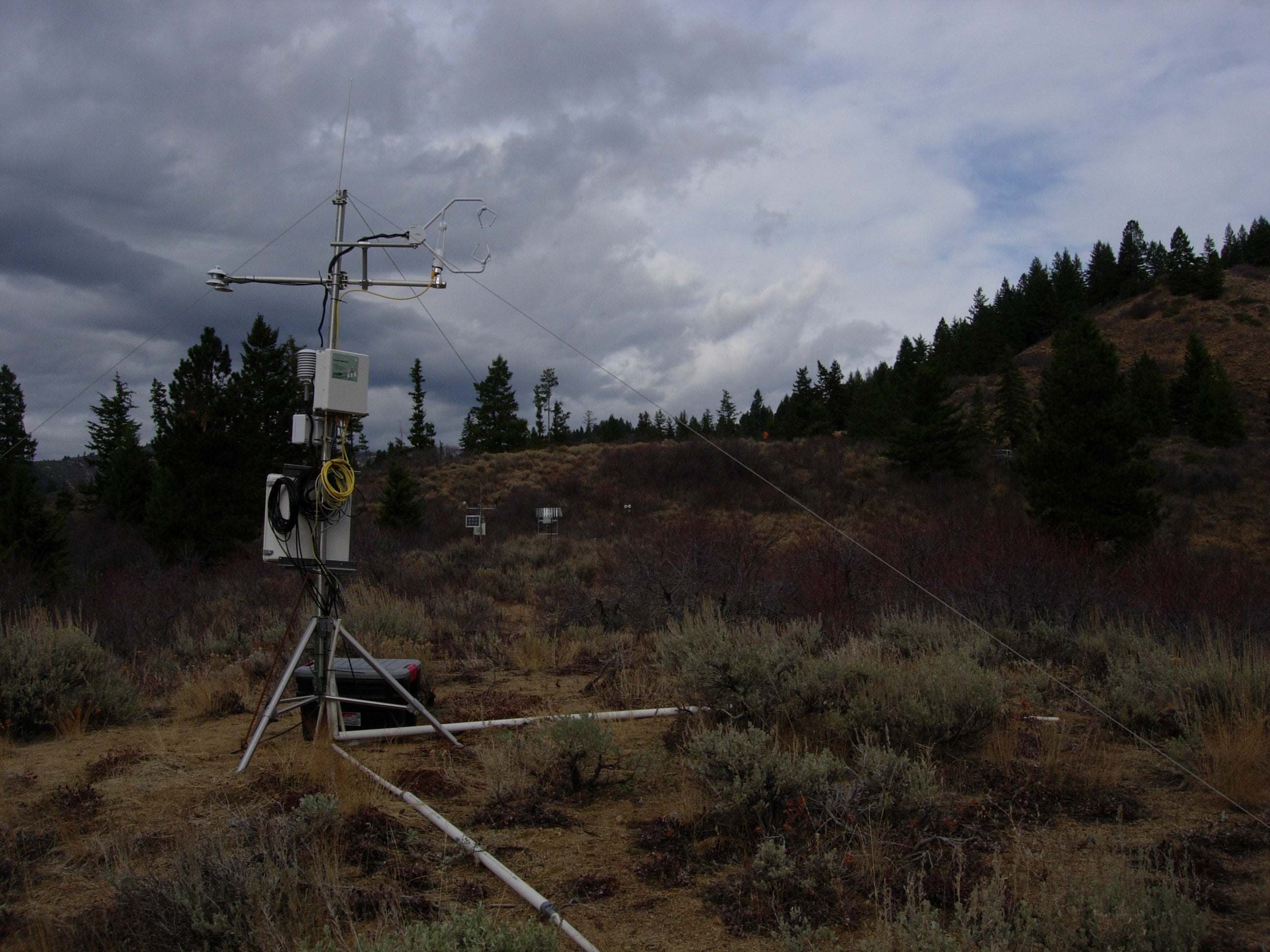 weather measurement station during heavy clouds
