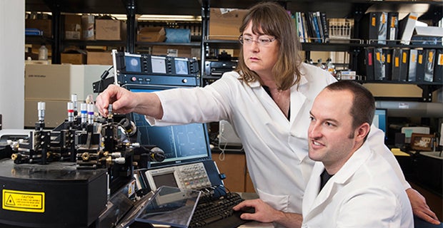 Professor Denise Wingett and colleague in the lab