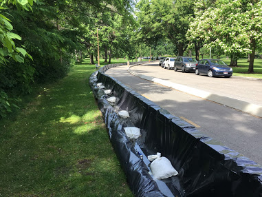 Temporary flood "muscle" walls were installed to protect the Boise Zoo in Julia Davis Park from rising river levels in May, 2017. (Jay Breidenbach, NOAA/NWS)