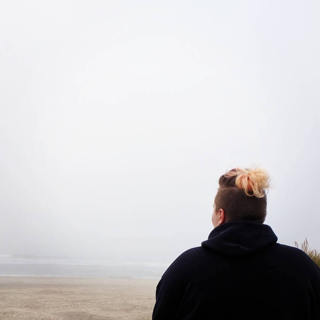 The author gazes out into the sea.