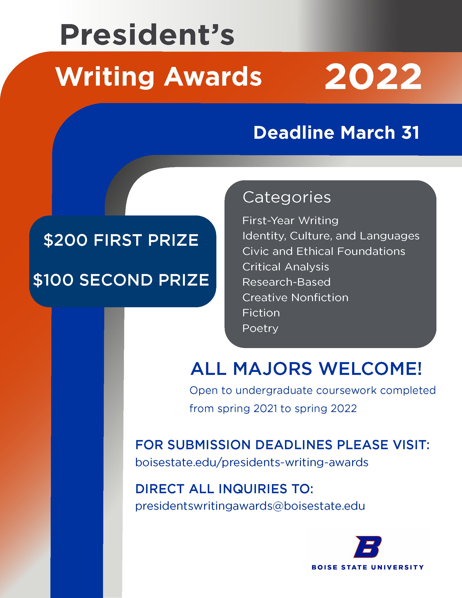 2022 President's Writing Awards Winning Poster Design