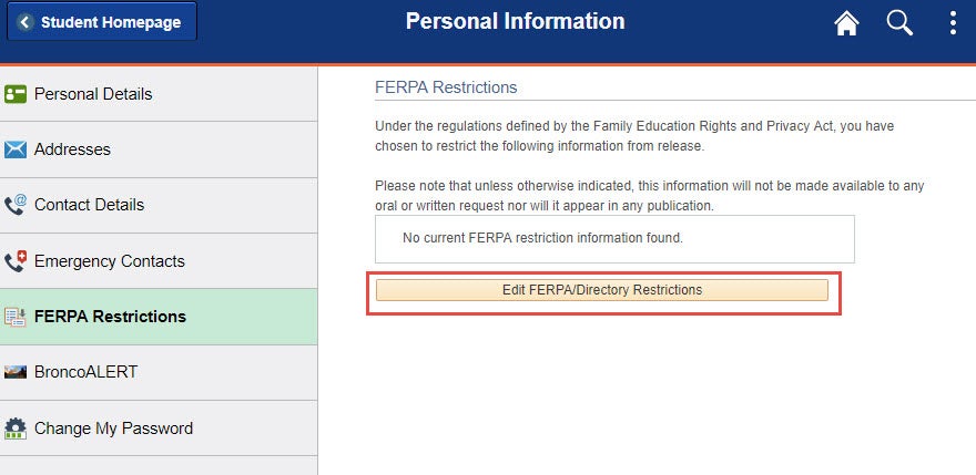 example of edit FERPA button