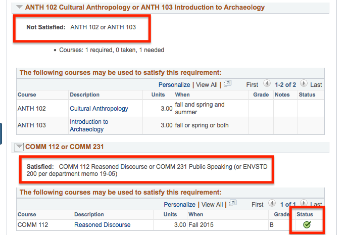 example of satisfied and unsatisfied requirements