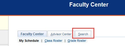 example of search tab in faculty center