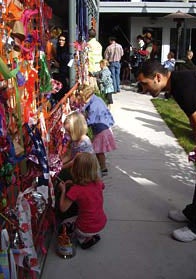 kids art displayed in a hallway