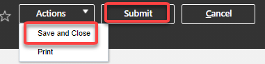 There are two Action buttons on this page. You must select the Actions menu is the Toolbar