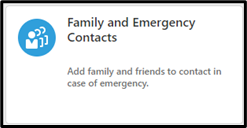 Family and Emergency contact tile graphic