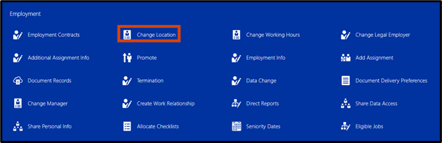 Change location is the second link in the employment section