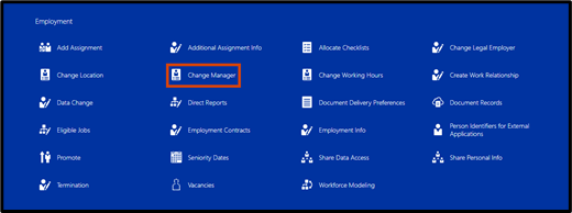 Change Manager is the sixth link in the employment section