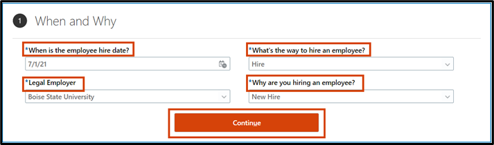 Fill in all the required fields, the continue button is last