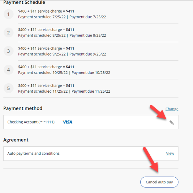 Change Cancel Auto Pay