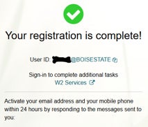 Your registration is complete screen shot