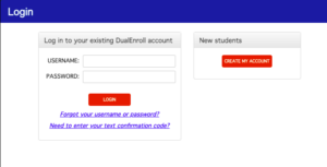 DualEnroll Login screenshot