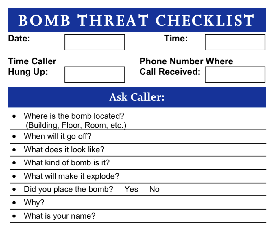 Bomb Threat Checklist