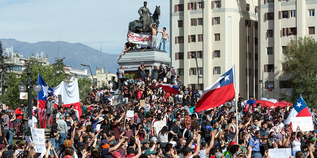 protesters in Chile