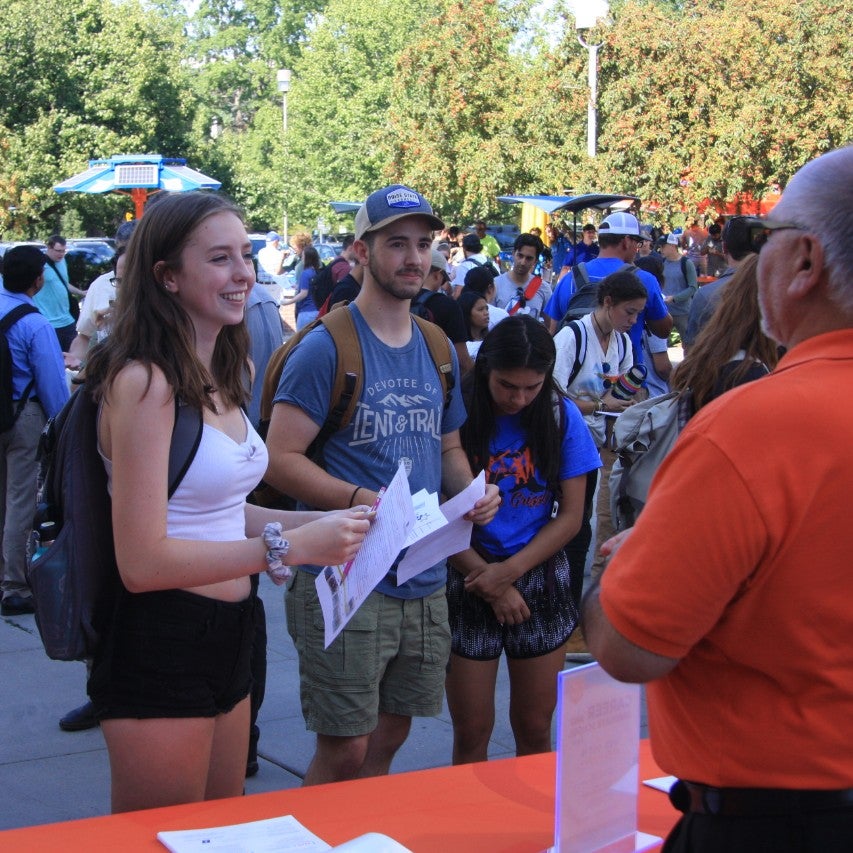 Engineering students at a new student event