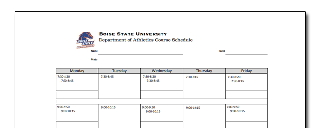 Schedule plan example