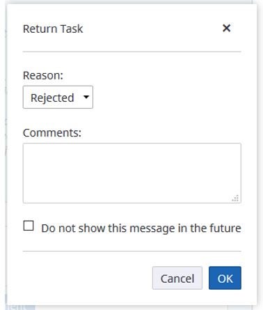 Perceptive Experience Rejected Form Comments Box