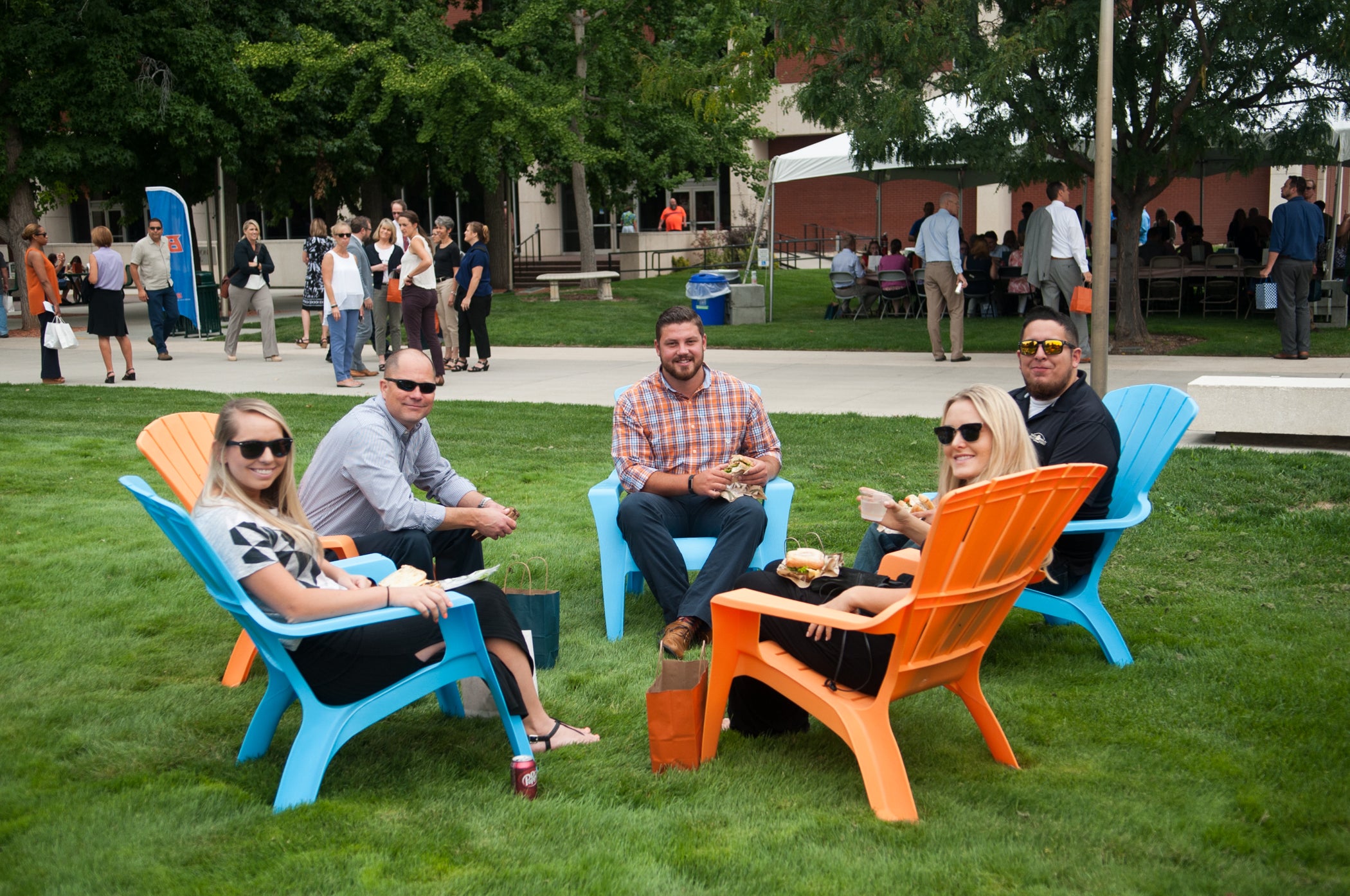 BSU employees hanging out on campus