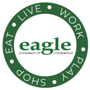 Eagle Chamber of Commerce Logo: Eat, Live, Work, Play, Shop