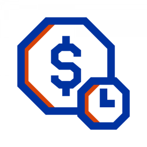 graphic of money sign and clock